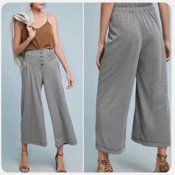 NWT Maeve Anthropologie Pants Size XS Wide Leg High Rise Houndstooth Pull On - Picture 1 of 8